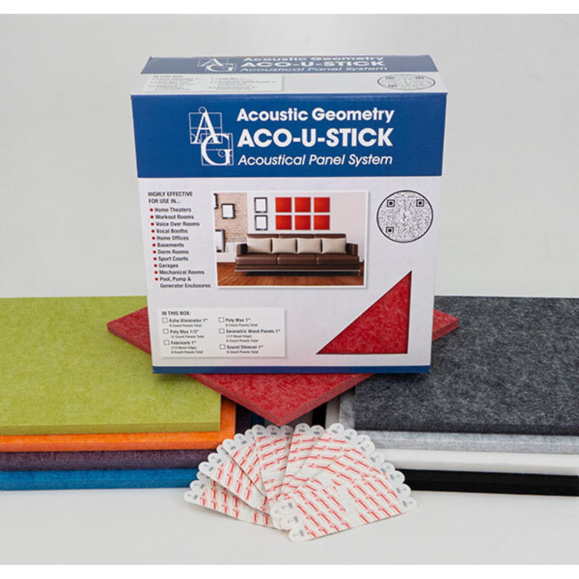 Acoustic Geometry, Decorative Absorber Panel, Length 12 in, Width 12 in, Thickness 0.5 in, Model# AGAUP12PMWH12PK